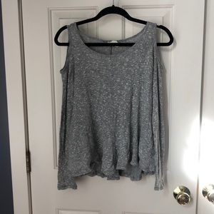 Fun and comfortable open shoulder sweater!